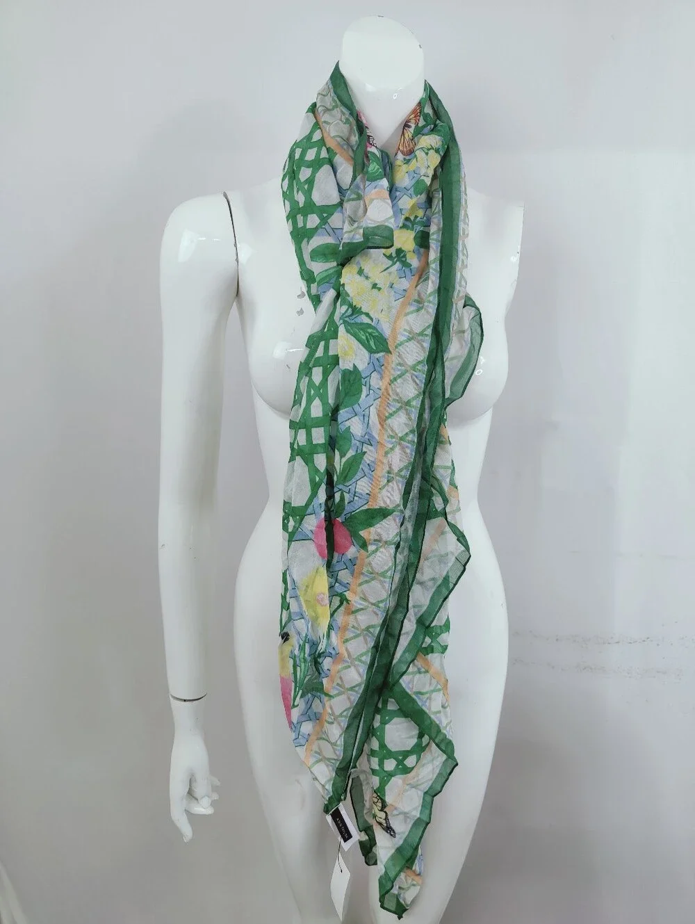 NWT Ann Taylor Trellis Rattan Butterfly Floral Print Oversized Wrap Scarf, OS